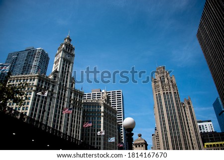 Beautiful Downtown of Chicago City with Skyscrapers