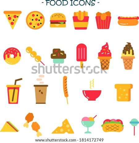 Junk food icon illustration set