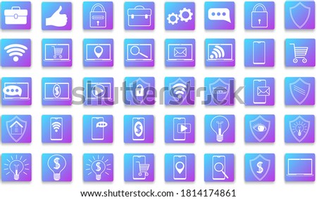 A set of business icons.A set of colorful flat business icons in a modern style with a shadow.Isolated on a white background.You can use it for web design.Flat vector illustration.