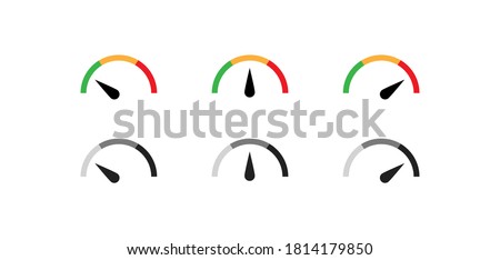 Speedometer color icon set. Gauge simple symbol. Level speed concept in vector flat style. Royalty-Free Stock Photo #1814179850
