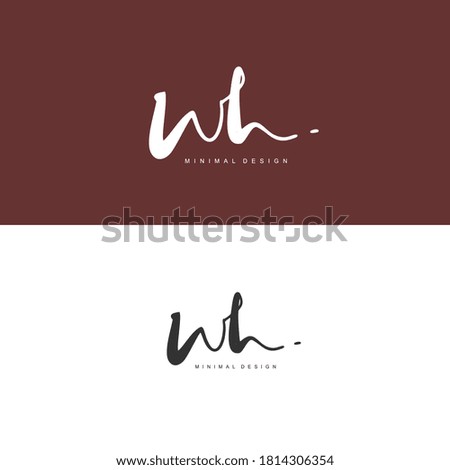 WH Initial handwriting or handwritten logo for identity. Logo with signature and hand drawn style.