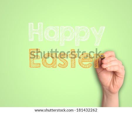 Happy Easter handwritten in pleasant shades of green background