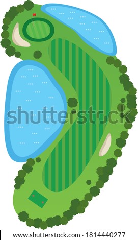 Golf course. Image illustration of a bird's-eye view of a golf course (1 hole)