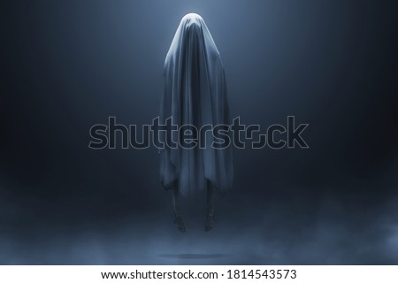 Scary ghost on dark background Royalty-Free Stock Photo #1814543573