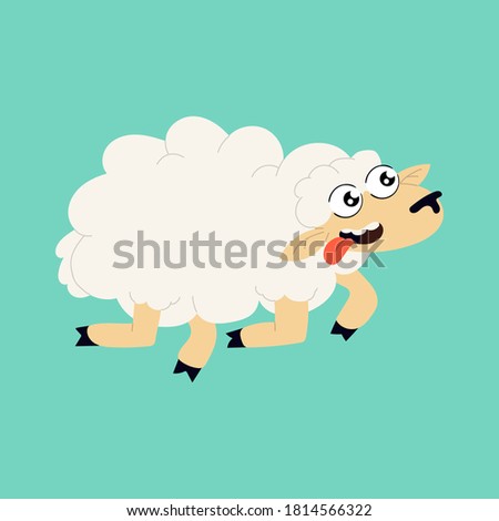 Cute fun white sheep cartoon