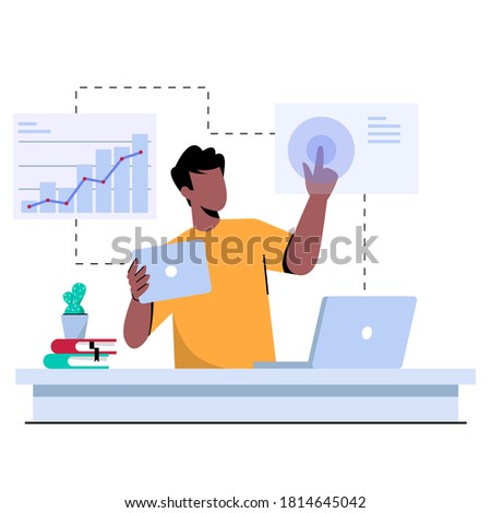 People at work, analyzing data, analytic business. Concept vector illustration Royalty-Free Stock Photo #1814645042