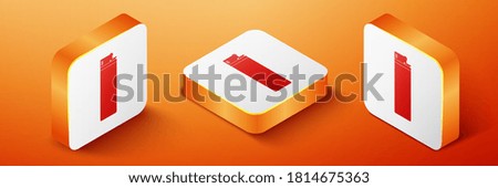 Isometric Lighter icon isolated on orange background. Orange square button. Vector.