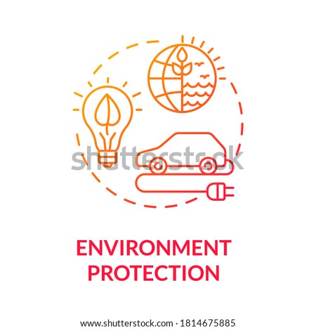 Environment protection red gradient concept icon. Eco friendly technology. Sustainable power. Alternative energy supply idea thin line illustration. Vector isolated outline RGB color drawing