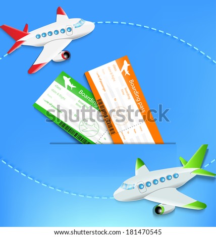 the travel concept - planes and tickets .Raster copy.