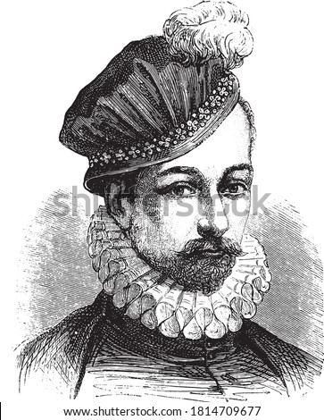Charles IX of France, Vintage engraving. From Popular France, 1869. Royalty-Free Stock Photo #1814709677