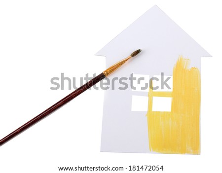 Colored paper cabin, isolated on white