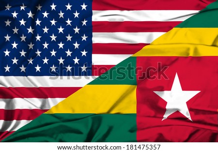 Waving flag of Togo and USA