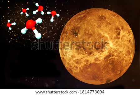 The planet Venus isolated on black background with Phosphine.Phosphine Detected In The Atmosphere of Venus.An Indicator of Possible Life.Elements of this image were furnished by NASA.Astrobiology.