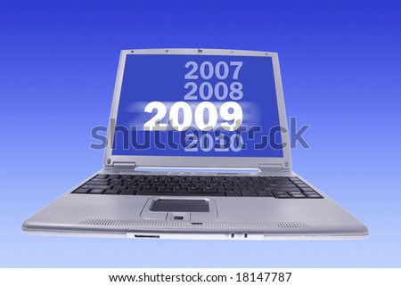Computer Laptop on Gradual Blue Background