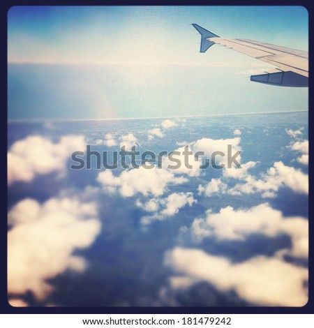 view out airplane window instagram effect