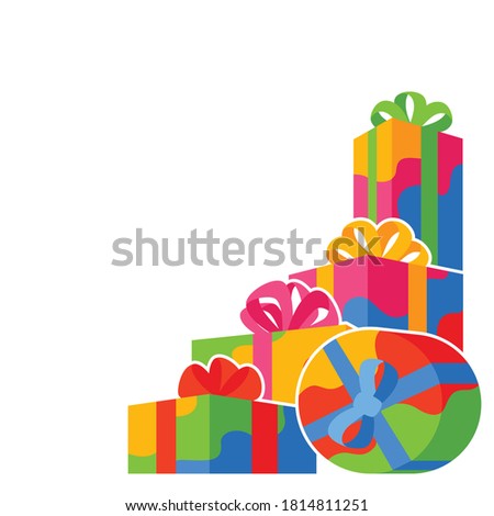 Background with gift boxes. Colorful presents for celebration, discounts or promotions.