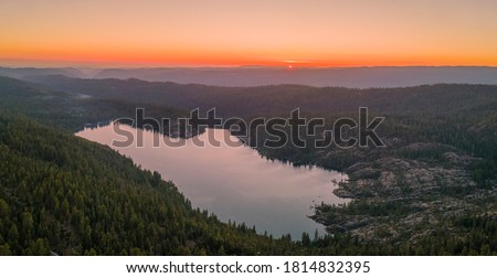 Sunset at Pinecrest Lake, California Royalty-Free Stock Photo #1814832395
