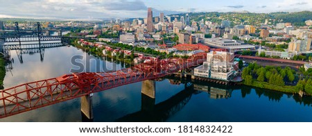 Downtown Portland and the Broadway Bridge Royalty-Free Stock Photo #1814832422