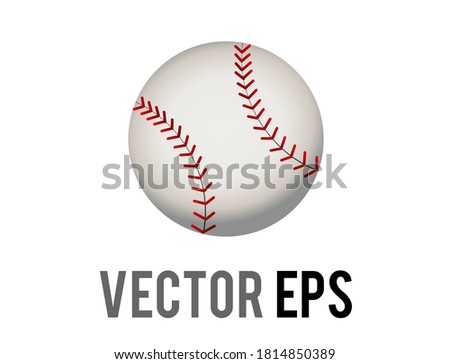 The isolated vector round white ball for baseball emoji icon with regulation red stitching