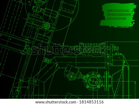 Cover. Vector engineering drawing. Mechanical instrument making