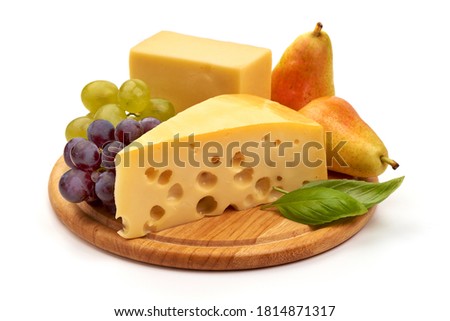 Maasdam cheese, isolated on white background. Royalty-Free Stock Photo #1814871317
