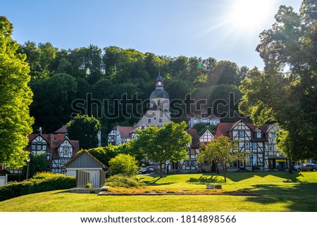 Historical city at the public garden in Bad Sooden Allendorf, Hessen, Germany 
