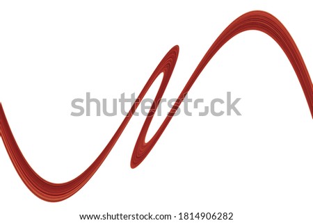 Swirled long henna hair strand on white, isolated 
