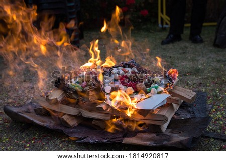 Bolivian offerings with outdoor bonfires