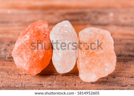 Pile of pink Himalayan salt on the table