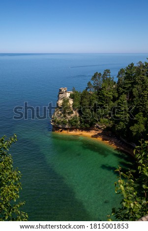 Minors Castle at Pictured Rock National Lakeshore in summer Michigan
