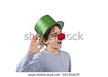 boy with hat and clown nose with expressions