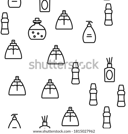 Fragrance Bottles Vector Seamless Pattern Thin Line Illustration