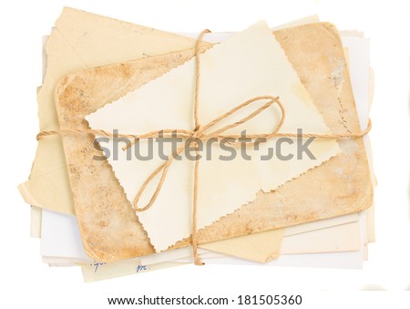 pile of old mail   isolated on white background