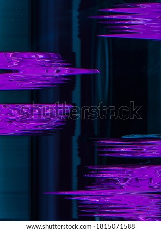 Colorful glitch background. Distortion design. Purple noise on teal blue dust surface.