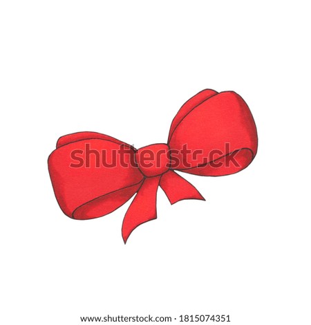 Hand drawn pink bow isolated on white background