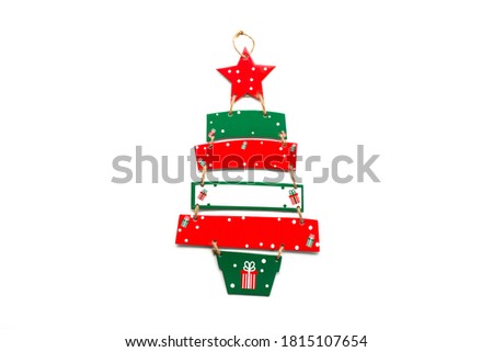 New Year 2022 board for writing words on white background. Christmas tree with star. Free space