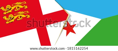 Sark and Djibouti flags, two vector flags symbol of relationship or confrontation.