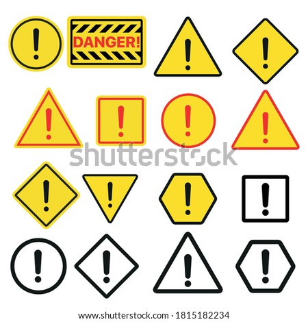 Set of typical danger and caution warning symbols