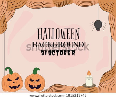 Hand drawn illustration vector design of Halloween background with blank copy space text area