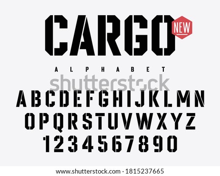 Stencil alphabet. Stencil-plate font in military style. Vectors Royalty-Free Stock Photo #1815237665