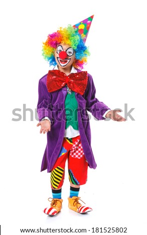 Cute boy clown. Isolated on white background.