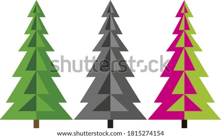 Set of three origami style christmas trees