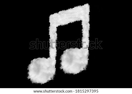 Music note font shape element made of clouds on black background ready for mask or blending modes