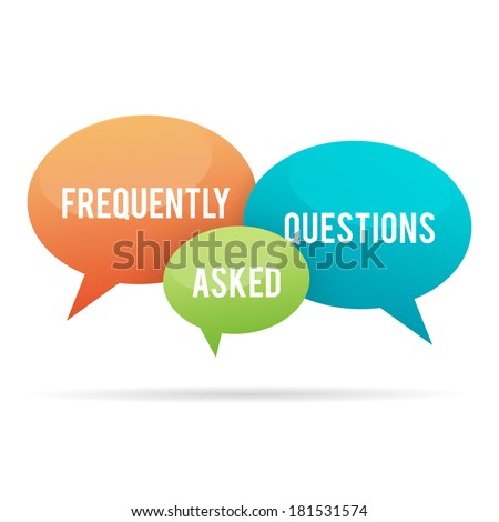 Vector illustration of frequently asked questions, or FAQ, talk bubbles. Royalty-Free Stock Photo #181531574