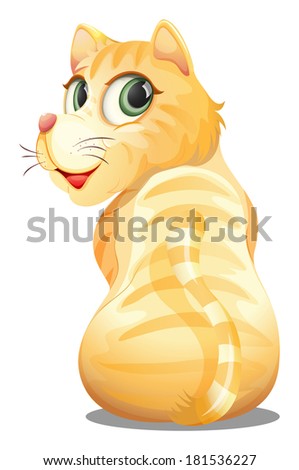 Illustration of a backview of an orange cat on a white background