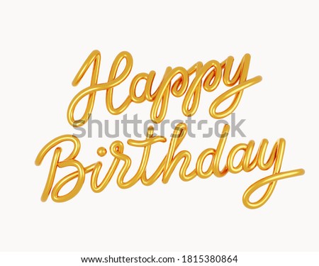 Happy Birthday Golden 3D text isolated on a white background. Greeting card. Royalty-Free Stock Photo #1815380864