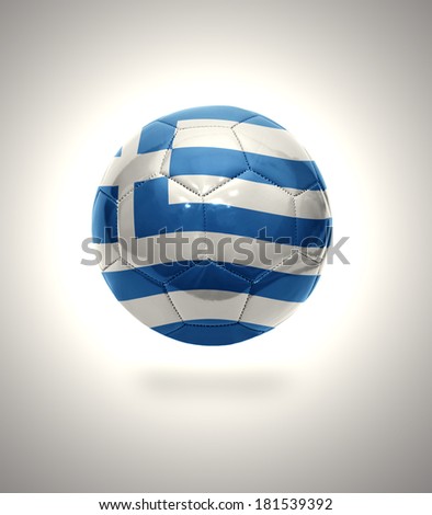 Football ball with the national flag of Greece on a gray background