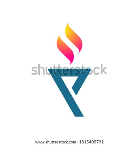 letter p - flame - torch logo