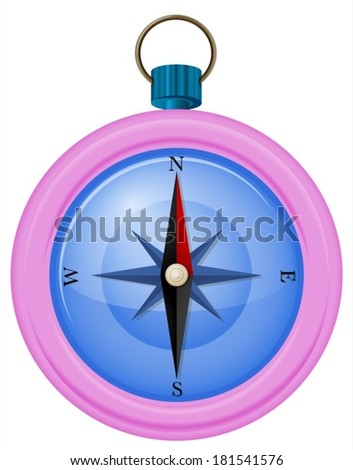 Illustration of a pink compass on a white background