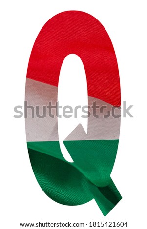 Individual letters of the alphabet filled with the colors of the Italian flag